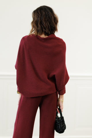 Italian Asymmetrical Sweater in Wine