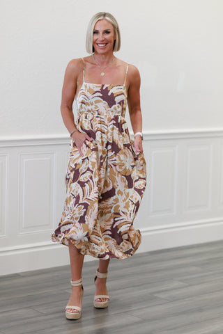 Leaf Print Smocking Back Dress by Fun2Fun