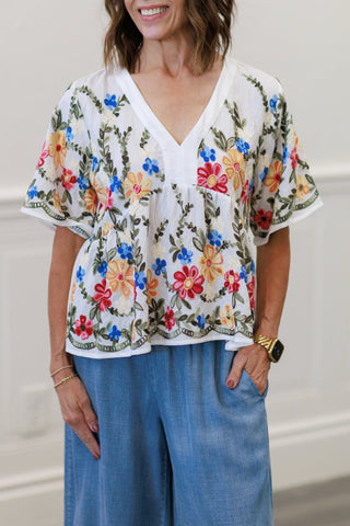 Floral Embroidered Blouse