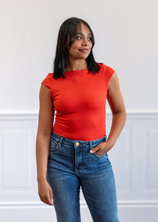 Brida Second Skin Low Back Top in Cherry