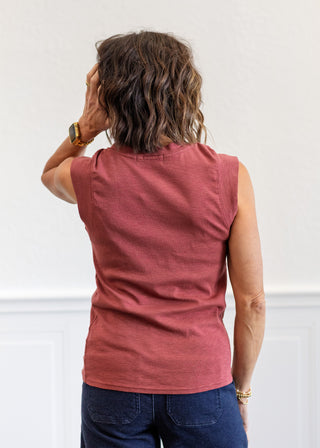 Crew Neck Cap Sleeve Tank Top