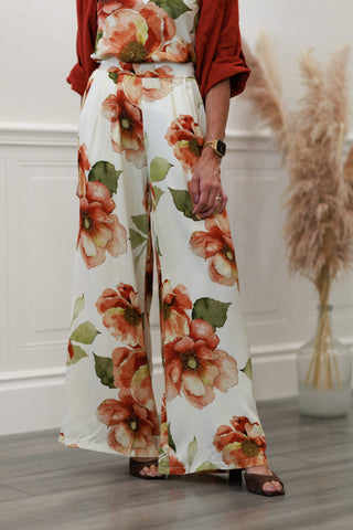 Milio Milano Italian Watercolor Bloomscape Floral Print Pants