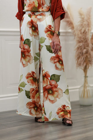 Milio Milano Italian Watercolor Bloomscape Floral Print Pants