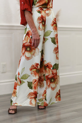 Milio Milano Italian Watercolor Bloomscape Floral Print Pants