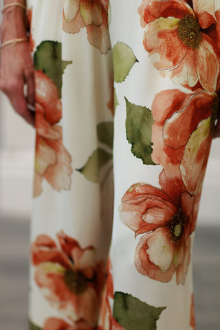 Milio Milano Italian Watercolor Bloomscape Floral Print Pants