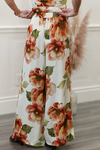 Milio Milano Italian Watercolor Bloomscape Floral Print Pants