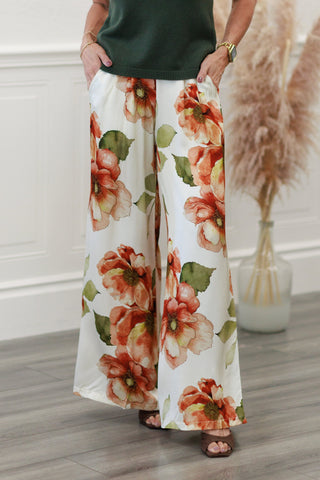 Milio Milano Italian Watercolor Bloomscape Floral Print Pants