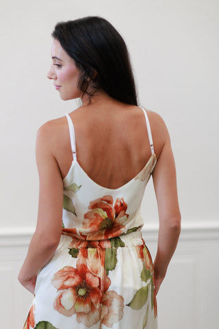 Milio Milano Italian Watercolor Bloomscape Floral Print Adjustable Strap Tank Top