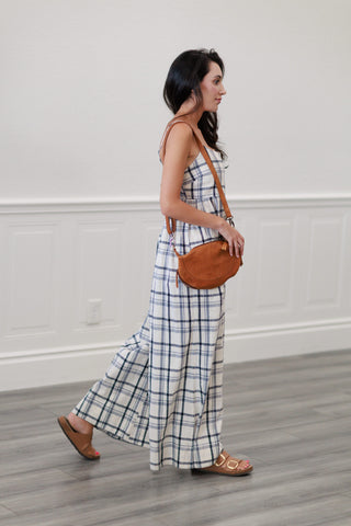 Checker Smocked Back Cami Jumpsuit
