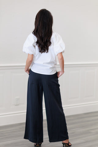 White Puff Sleeve Button-Down Bubble Top
