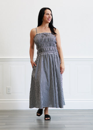 Gingham Maxi Dress in Black