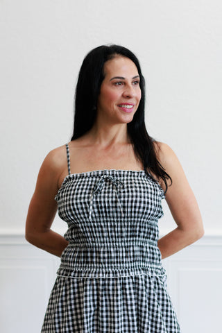 Gingham Maxi Dress in Black