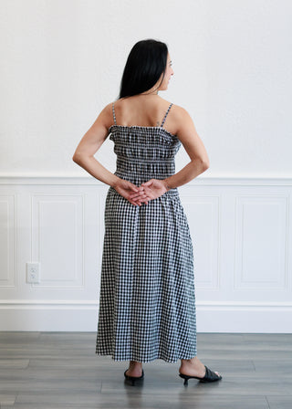 Gingham Maxi Dress in Black