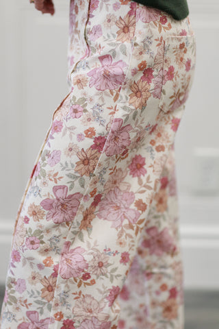 Floral Print Denim Pants with Seam Detail – Denim Pants by Entro