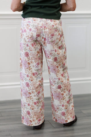 Floral Print Denim Pants with Seam Detail – Denim Pants by Entro