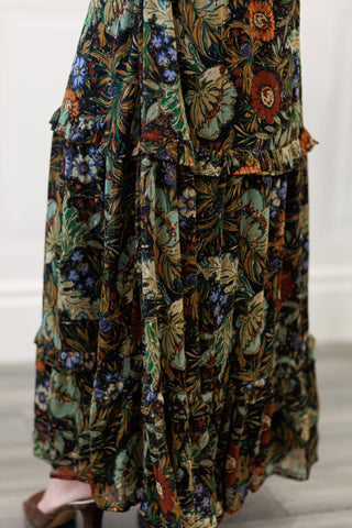 Floral Printed Maxi Dress in Black – Women's Maxi Dress