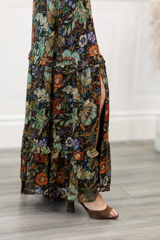 Floral Printed Maxi Dress in Black – Women's Maxi Dress