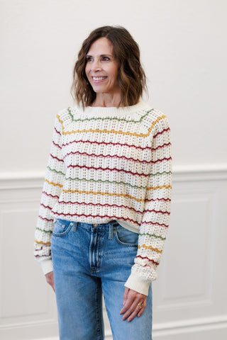 Artisan Multi-Color Crochet Scallop Sweater