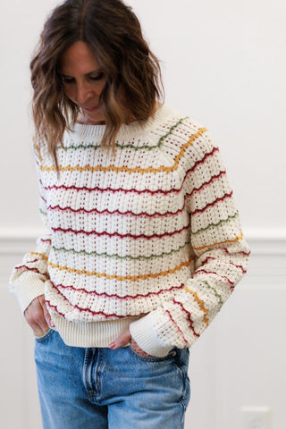 Artisan Multi-Color Crochet Scallop Sweater