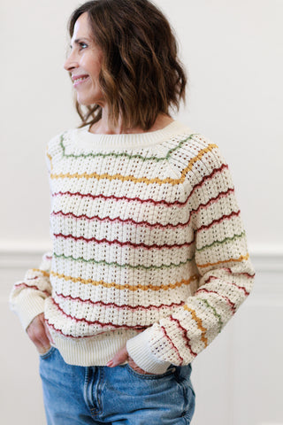 Artisan Multi-Color Crochet Scallop Sweater