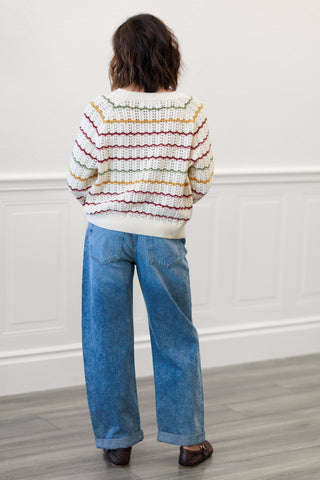 Artisan Multi-Color Crochet Scallop Sweater
