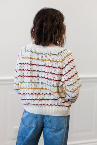 Artisan Multi-Color Crochet Scallop Sweater