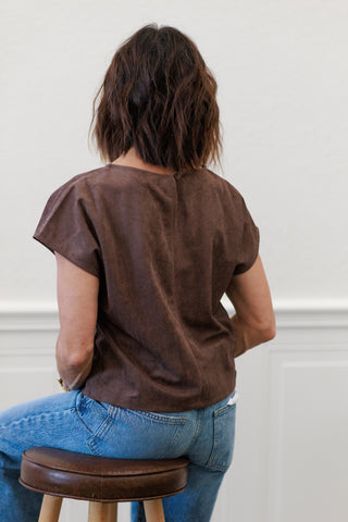 Faux Suede Crop Top in Red Bean – Women's Cropped Top by MIOU MUSE