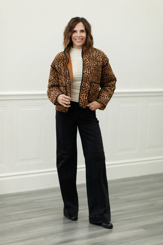 Leopard Print Puffer Jacket