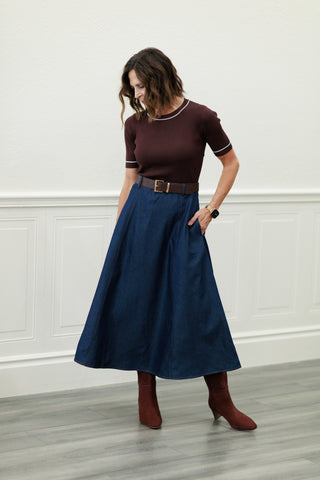 Two-Tone A-Line Midi Dress