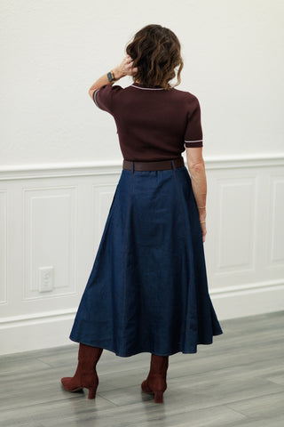 Two-Tone A-Line Midi Dress