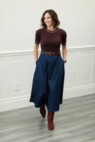 Two-Tone A-Line Midi Dress