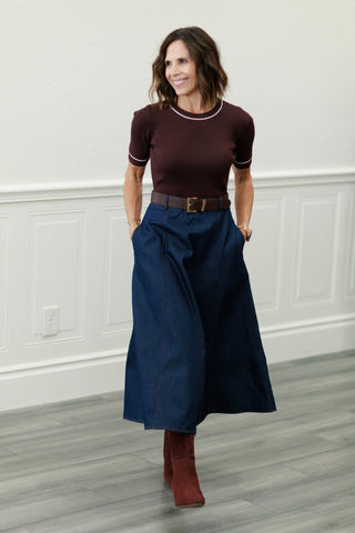 Two-Tone A-Line Midi Dress