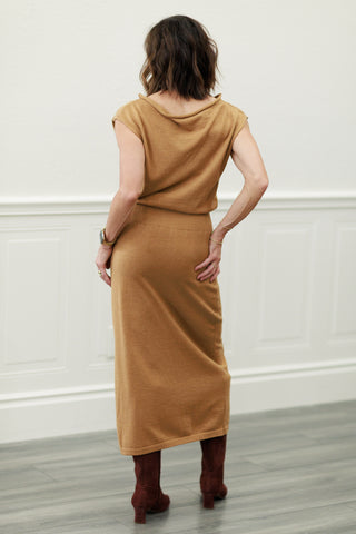 Sleeveless Sweater Dress in Camel