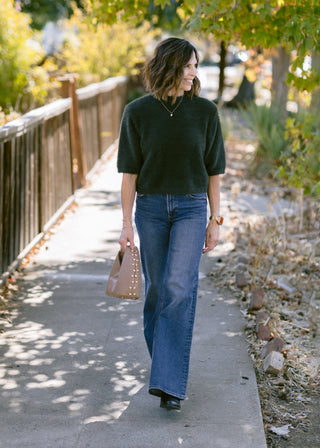 Pistola® Vivian Mid Rise Wide Leg Jeans in Blue Depths