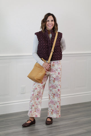 Textured Diamond Quilted Nylon Vest in Cherry Lacquer