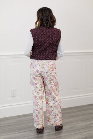 Textured Diamond Quilted Nylon Vest in Cherry Lacquer