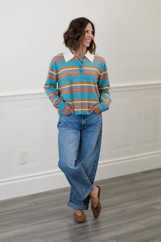 Multi-Color Stripe Long Sleeve Top – Women's Striped Top by MIOU MUSE