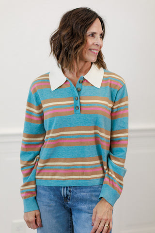 Multi-Color Stripe Long Sleeve Top – Women's Striped Top by MIOU MUSE
