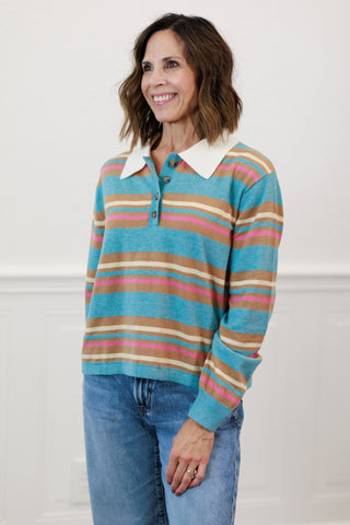 Multi-Color Stripe Long Sleeve Top – Women's Striped Top by MIOU MUSE