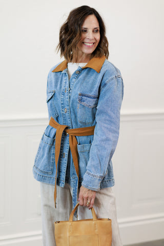 Elan: Denim Wrap Jacket