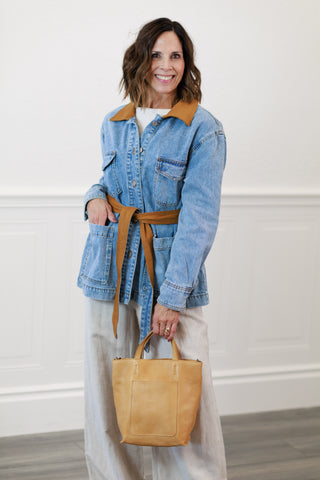 Elan: Denim Wrap Jacket