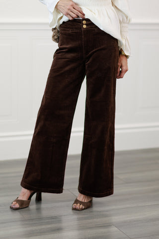 Kut from the Kloth Meg Wide Leg Corduroy Pant with Welt Pockets in Fudge