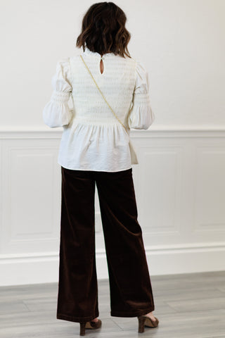 Kut from the Kloth Meg Wide Leg Corduroy Pant with Welt Pockets in Fudge