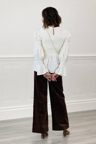 Kut from the Kloth Meg Wide Leg Corduroy Pant with Welt Pockets in Fudge