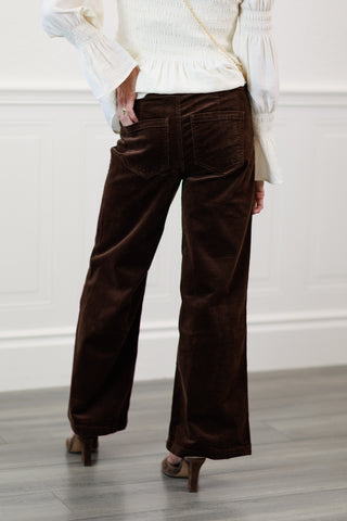 Kut from the Kloth Meg Wide Leg Corduroy Pant with Welt Pockets in Fudge