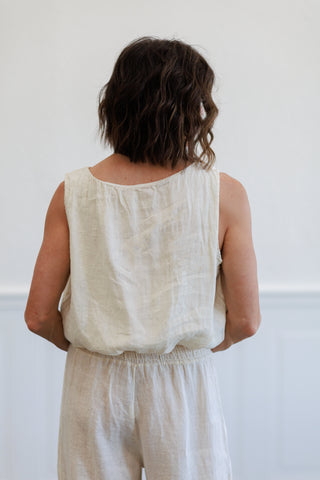 Butter Woven Sleeveless Elastic Hem Top