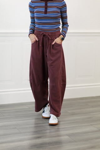 Smocked Waist Drawstring Wide Leg Sweatpants