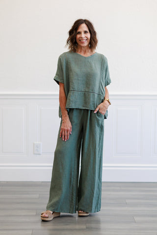 Wide Leg Italian Linen Pants