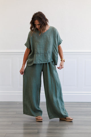 Wide Leg Italian Linen Pants