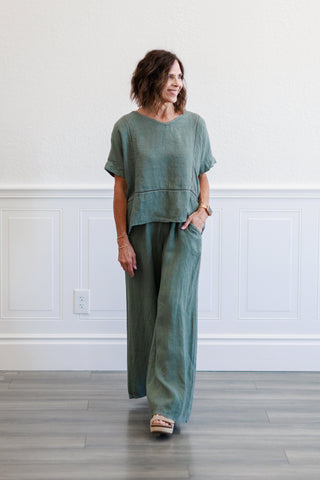 Wide Leg Italian Linen Pants